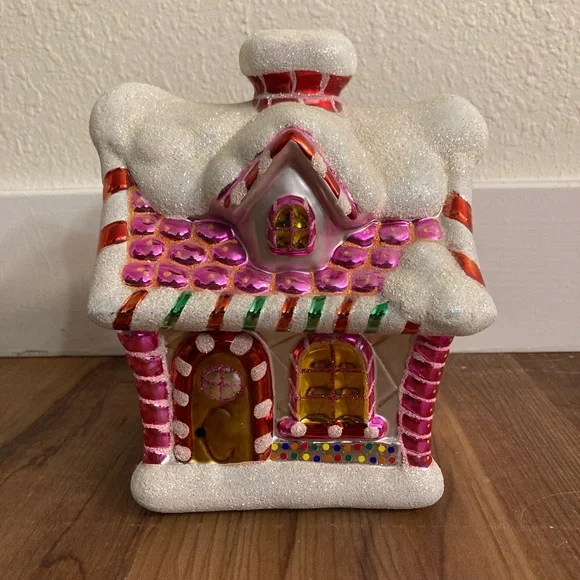 Christopher Radko 2004 Pink Christmas Gingerbread Snow House - Picture 1 of 6